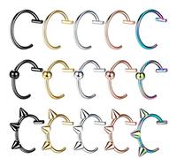 ANMITI 15/5Pcs Labbro Naso Anelli Neutro Punk A Forma di Labbro Orecchio Naso Clip Diaframma Finto Con Perforato Lip Hoop Body Jewelry Anelli