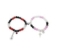 ANMITI 2 pz Braccialetti Magnetici con Perline a Cuore Halloween per Coppia Uomo Donna Ragni Ciondolo con Fascino Corrispondente Corda Elastica Gioielli Braccialetti con Perline per Donne
