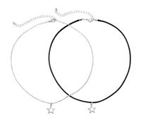 ANMITI 2pcs Hollow Stella Ciondolo Collana Per Le Donne Uomini Moda Corda di Cuoio Girocollo Collana Catena Clavicola Gioielli Estetici