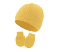ANMITI Berretto traspirante per neonati, berretto fetale morbido e confortevole, con guanti, per bambini da 0 a 1 mese, unisex, in cotone, Giallo, Taglia unica