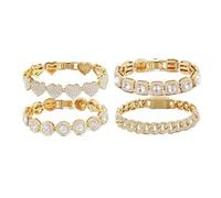 ANMITI Bracciale a maglie eleganti da polso da 4 Accessorio Bracciale scintillante con texture in lega gioielli eleganti da donna