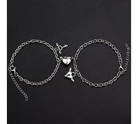 ANMITI Bracciale per Coppia in Acciaio Inossidabile Semplice Chiusura Magnetica a Forma Cuore per Chiave Catena Perle Maschio e Femmina 1 Paio magneti per Uomo Rame