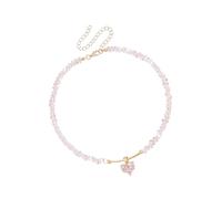 ANMITI Collana con strass a tema amore, con perline di vetro di alta qualità, versatile, per abiti casual o formali, San Valentino, Misura unica, come descritto, come descritto