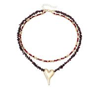 ANMITI Moderna collana di perline ciondolo cuore pietra colorata clavicola catena lunghezza regolabile catena collo usura partito gioielli versatile pietra gioielli per casual, Misura unica, come