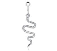 ANMITI Per la pancia con serpente, con zirconi, con catena per ombelico, gioielli per piercing corpo, regalo compleanno per donne e ragazze, con bottoni a forma serpente
