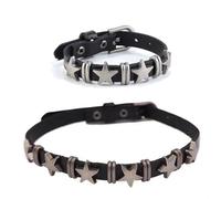 ANMITI Stella Pentagrammi Rivetto Bracciale in Pelle per Donna e Fresco Tendenza Collare Collana Accessori Punk Y2k Rivetto Gioielli Stella a Cinque Punte Collane per Donna