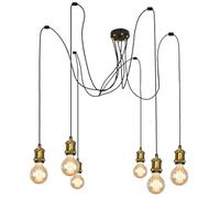 ANMOBANG Lampadario a Sospensione Vintage Industriale Lampada a Sospensione in Metallo Lampada da Soffitto Vintage Brass Design Ragno Retrò E27 Lampadario per Sala da Pranzo Soggiorno Cucina (6 Luci)