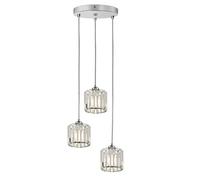 ANMOBANG Moderna Lampada A Sospensione In Cristallo 3 luci Plafoniera E27 Lamadario per Cucina,Sala da Pranzo,Soggiorno,Camera da letto,Corridoio,Scala (Argento)