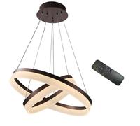 ANMOBANG Moderna Lampadario A Sospensione LED Dimmerabile iliIlluminazione A Sospensione,52W 4900lm Rotondo Ø40cm+Ø60cm Acrilico/Alluminio con Telecomando Moderni Lampadario Cucina (marrone)