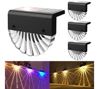 Anmossi Luce Solare Esterno,IP65 Impermeabile LED Lampade Solari da Esterni,2 Modalità,Bianco Caldo/Colore,Lampada Solare da Parete per Giardino,Recinzione,Patio(4 Pezzi)