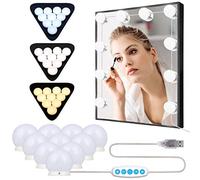 Anmossi Luci da Specchio da Tavolo per Trucco, LED Stile Hollywood con 10 Lampadine Dimmerabili,5 Livelli di Luminosità e 3 Modalità Colore, con Porta USB,3200K-6500K