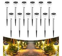 Anmossi Luci Solari da Giardino,12 Pezzi Luci Solari per Sentieri,3000K Bianco Caldo,IP65 Impermeabile Lampade LED Solare per Cortile,Patio,Vialetto,Prato