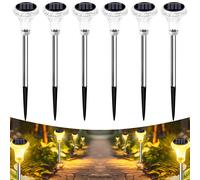 Anmossi Luci Solari da Giardino 6 Pezzi Luci Solari per Sentieri 3000K Bianco
