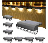 Anmossi Luci Solari Giardino per Esterni,8 Pezzi Luci Solari Impermeabili a LED,Bianca Calda,per Scale esterne,Gradini,Recinzioni,Giardino,Cortile,Terrazza,Nero