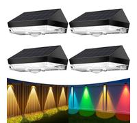 Anmossi Luci Solari per Esterni,4 Pezzi,Luci Solari Giardino Impermeabili,10 Modalità,Bianco Caldo,Bianco Freddo e RGB,per Gradini da Terrazza all'aperto,Ringhiere da Cortile,Piscine