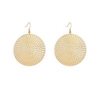 Anmpab Orecchini a disco grandi in stile bohémien, da donna, vintage, geometrici, martellati, rotondi, pendenti, Grande, Metallo, Nessuna pietra preziosa