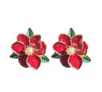 Anmpab Orecchini a forma di fiore verde foglia fiore orecchini fiore fiore orecchini floreali gioielli alla moda regalo per le donne, grandi, metallo, senza pietre preziose
