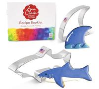 Ann Clark Cookie Cutters Set di formine per biscotti a forma di squalo, 2 pezzi, con libretto di ricette, squalo e pinna