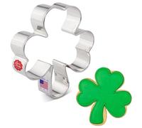 Ann Clark Cookie Cutters Stampini per biscotti a forma di trifoglio irlandese per San Patrizio, 9,5 cm Argento