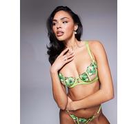 Ann Summers - Caged Hibiscus - Reggiseno a balconcino verde lime non imbottito 36D