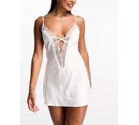 Ann Summers - Cherryann - Sottoveste in raso avorio con dettagli in pizzo-Bianco L