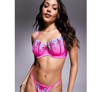 Ann Summers Coppe Grandi - Shimmering - Reggiseno a balconcino non imbottito rosa con ricamo a fiori 32H