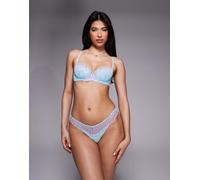 Ann Summers - Sexy Lace - Perizoma in pizzo color acqua e rosa-Blu 40