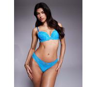 Ann Summers - Sexy Lace - Reggiseno scollo profondo blu bicolore in pizzo imbottito 34D