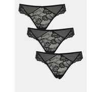 Ann Summers slip brasiliani in pizzo, confezione da 3, nero 50