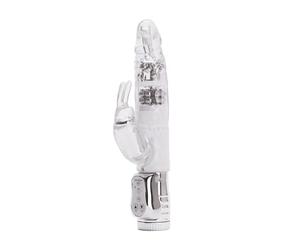 Ann Summers,Vibratore Rampant Rabbit Vibrator, quello rotante con perline da massaggio e vibratore a punta curva, funzionamento a batteria,Trasparente