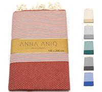 Anna aniq Premium zusenzomer panno panno XXL Extra Grande 197 x 100 cm - 100% cotone in Tunisia come la spiaggia, sauna, bagno, asciugamano, Picnic, Yoga, Sciarpa, Spiaggia, orientale (Terracotta)