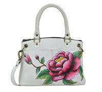 Anna by Anuschka Donna con mano dipinta in pelle larga con spallaccio, Peony Ivory
