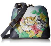Anna by Anuschka Donna Painted Leather Small Multi Compartment Zip-Around Organizer Dipinto a mano in vera pelle, piccolo scomparto multiplo, chiusura lampo, libellule magiche, marrone chiaro, Tre