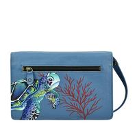 Anna by Anuschka Hand Painted Women’s Genuine Leather- Organizer Wallet On a String-Turtle Reef Sapphire