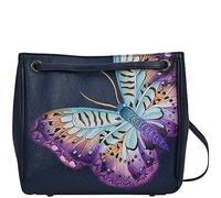Anna by Anuschka Hand Painted Women’s Leather Slip Handle Shopper with Strap, Manico e Cinghia Donna, Multicolore, Einheitsgröße