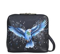 Anna by Anuschka Hand Painted Women’s Leather Small Zip Crossbody, Tracolla da Donna in Vera Pelle Dipinta a Mano con Cerniera Piccola-Peace And Love, Pace e Amore, Taglia Unica