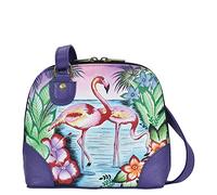Anna by Anuschka Organizer Fenicotteri Tropicali da Donna in Vera Pelle Dipinta a Mano con Piccoli Scomparti Multipli con Cerniera, Taglia Unica