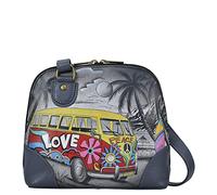 Anna by Anuschka Organizer perimetro, Dipinto a Mano in Vera Pelle da Donna, Piccolo, con Scomparti Multipli, con Chiusura Lampo, Happy Camper, Taglia Unica