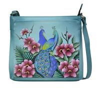Anna by Anuschka Peacock Borsa a Tracolla in Vera Pelle Dipinta a Mano Donna, Pavone Love, Einheitsgröße