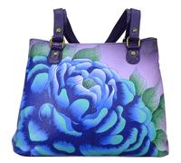 Anna by Anuschka Satchel Shoulder Handbag, Vera Pelle Donna, Melanzane Preziose Peonia, Taglia Unica