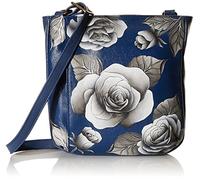 Anna by Anuschka - Tracolla da donna, in pelle, dipinta a mano, colore: Blu rosa