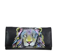 Anna by Anuschka Tri-Fold Clutch Wallet, Vera Pelle da Donna, Leone Pride, Taglia Unica