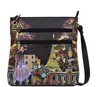 Anna by Anuschka Women’s Original Hand-Painted Leather Medium Shopper Crossbody, Medio Donna, Parigi di Notte, Einheitsgröße