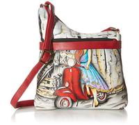 Anna by Anuschka Women's Genuine Leather Medium Asymmetric Cross Body | Hand Painted Original Artwork | Roman Dreams