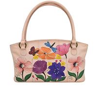 Anna by Anuschka Women's Hand-Painted Leather Wide Tote, Dragonfly Garden