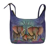 Anna by Anuschka Women's Leather Medium Bag, Borsa Shopper Medio in Vera Pelle delle Signore Donna, Famiglia di Elefanti, Taglia Unica