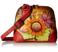 Anna by Anuschka Women's Leather Small Zip-Around Handbag, Multi Compartment Organizer, Opera d'Arte Originale Dipinta a Mano Donna, Bouquet Autunno, Taglia Unica