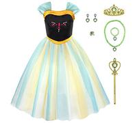 Anna Costume da principessa per vestito Elsa Anna Ghiaccio Regina delle Nevi Halloween Natale Compleanno Festa Costume Ragazza Principessa Fancy Dress Up per Halloween Natale Feste/Corte