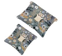 Anna Cowper 2 borse cosmetiche tascabili per borse, piccola borsa per il trucco in pelle, portatile, senza cerniera, portamonete, gioielli, farfalle viole del pensiero, Multicolore 7, Small and Large,