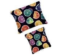 Anna Cowper 2 borse cosmetiche tascabili per borse, piccola borsa per il trucco in pelle, portatile, senza cerniera, portamonete e gioielli, fantasma margherita fiore, Multicolore 11, Small and Large,